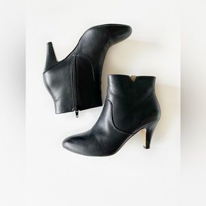 INC Black Leather Hannah Ankle Booties